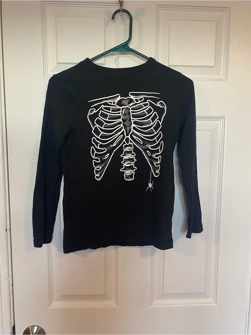 Joe Fresh Black Skeleton Rib Cage Halloween Long Sleeve Shirt - Kids 7-8